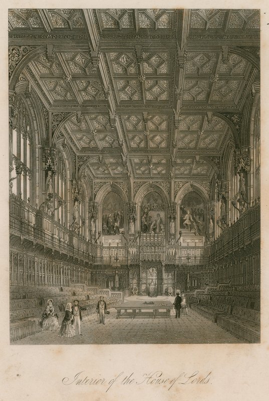 Interiér Sněmovny lordů, Westminster, Londýn od English School