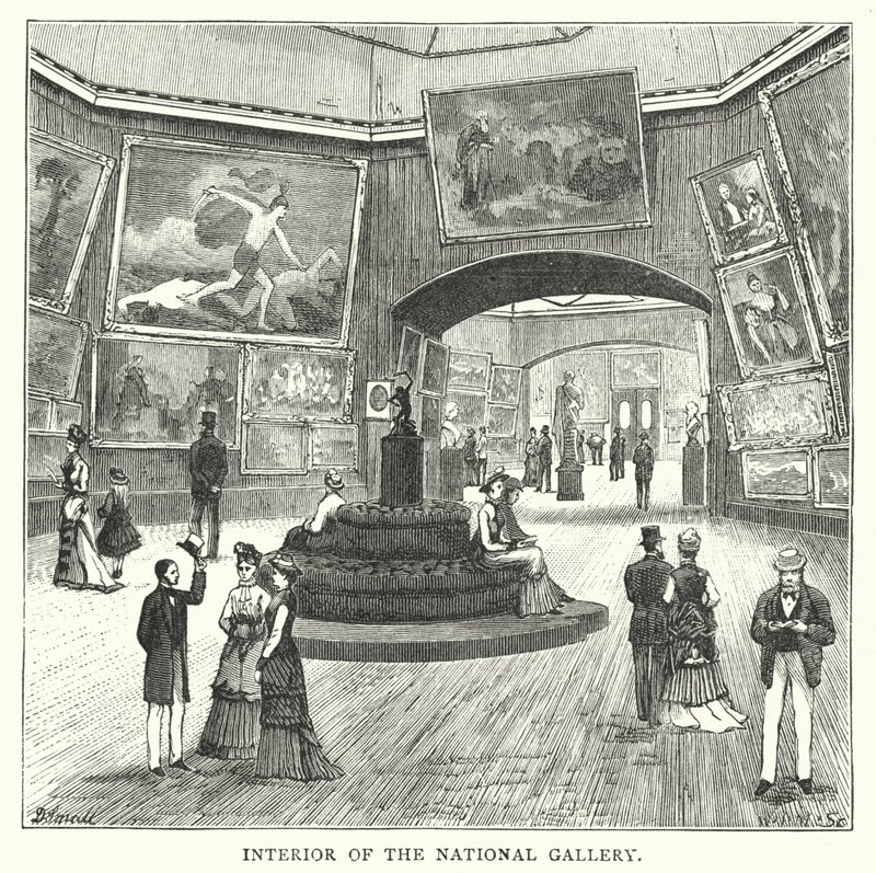 Interiér Národní galerie (rytina) od English School