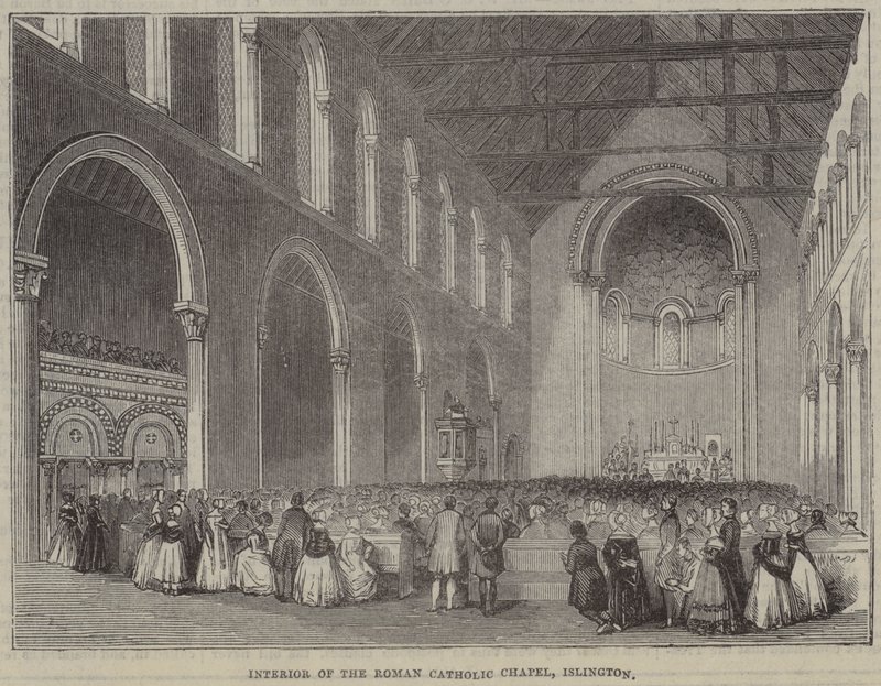 Interiér římskokatolické kaple, Islington od English School