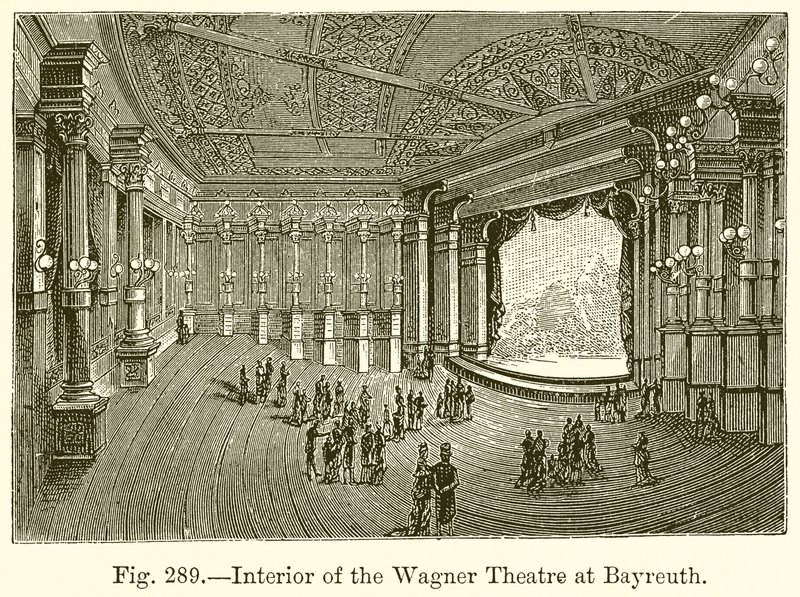 Interiér Wagnerova divadla v Bayreuthu od English School