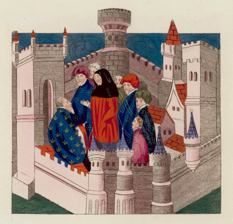 Rozhovor mezi hrabětem z Northumberlandu a králem Richardem II. (barevná rytina) od English School