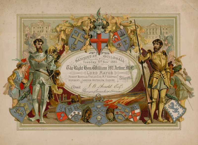 Pozvánka na banket v Guildhall v Londýně dne 9. listopadu 1880 od English School