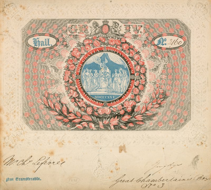 Pozvánka na korunovaci Jiřího IV v roce 1821 od English School