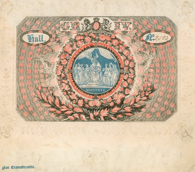 Pozvánka na korunovaci Jiřího IV v roce 1821 od English School