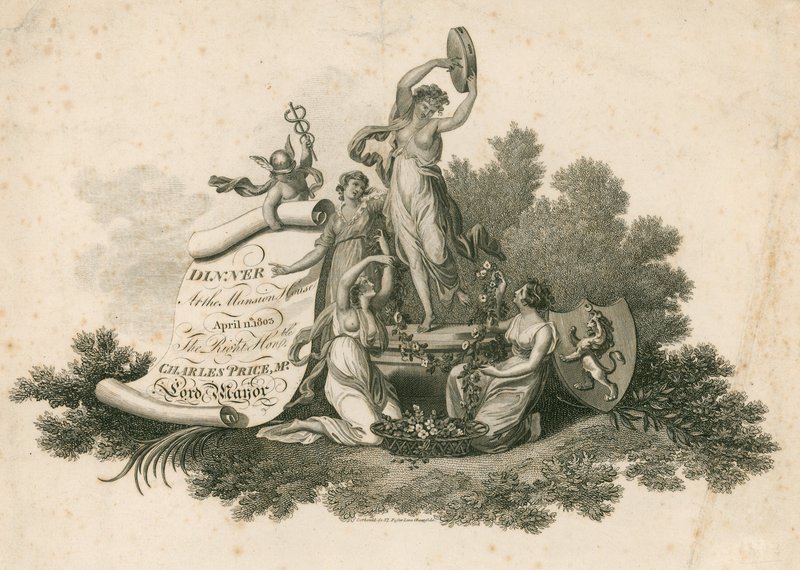 Pozvánka na večeři lorda starosty v Mansion House, Londýn, 11. dubna 1803 od English School
