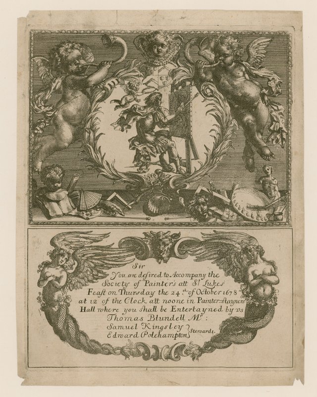 Pozvánka do Spolku malířů na 24. října 1678 od English School