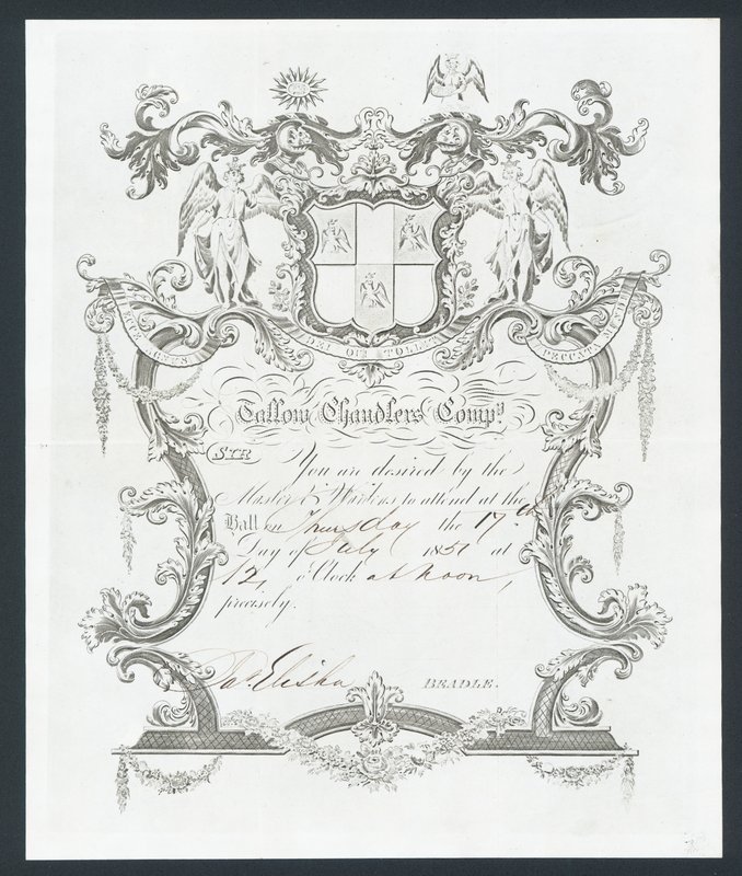 Pozvánka na ples Tallow Chandlers Company, Londýn od English School