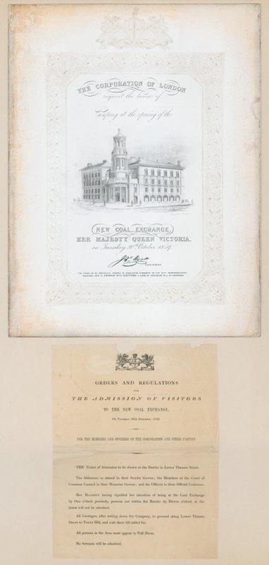 Pozvánka na otevření Nové uhelné burzy, 30. října 1849 od English School