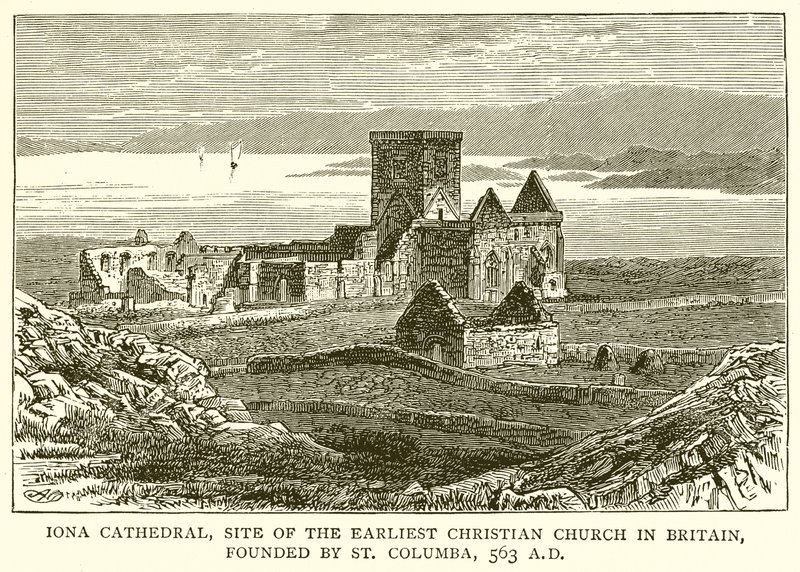 Katedrála Iona, místo nejstarší křesťanské církve v Británii, kterou založil St. Columba, 563 n. l. od English School