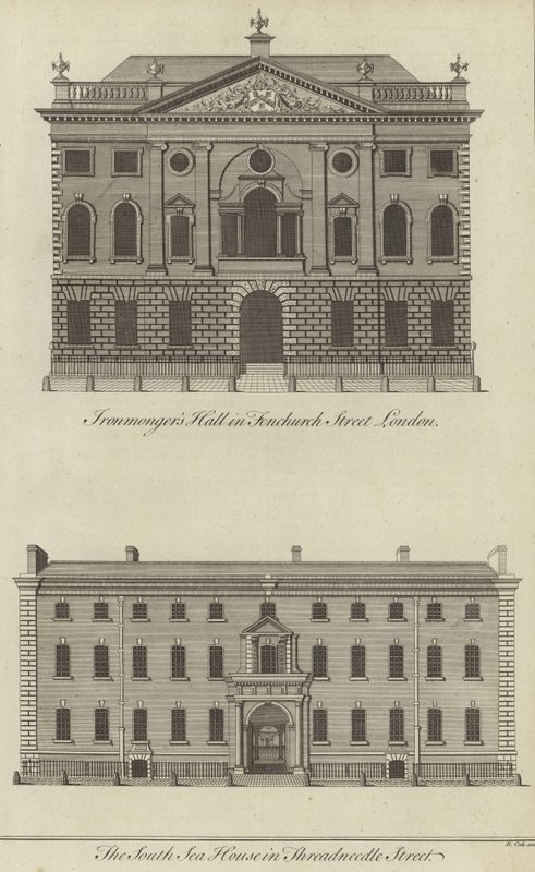 Ironmongers Hall, Fenchurch Street a South Sea House, Threadneedle Street, Londýn od English School