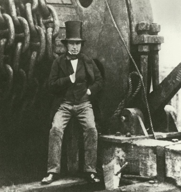 Isambard Kingdom Brunel, inženýr, během stavby Great Eastern (rytina) od English School