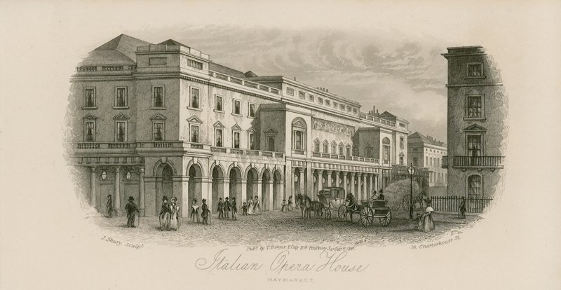 Italská opera, Haymarket, Londýn od English School