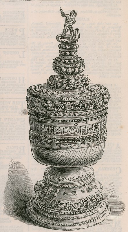Ivory Grace Cup of Thomas aBecket, zasazený do zlata od English School