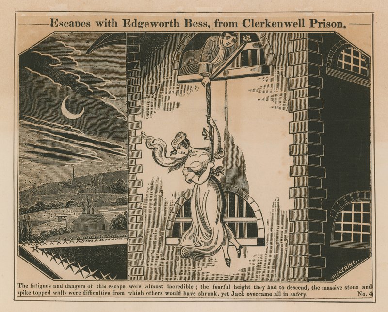 Jack Sheppard uteče s Edgeworth Bess z věznice Clerkenwell od English School
