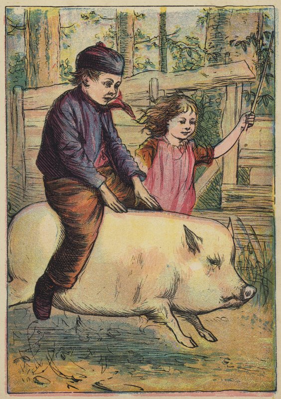 Jackova jízda na prasnici (barevná litografie) od English School