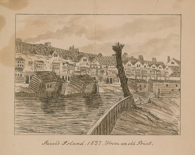 Jacobs Island v Bermondsey (inkoust na papíře) od English School