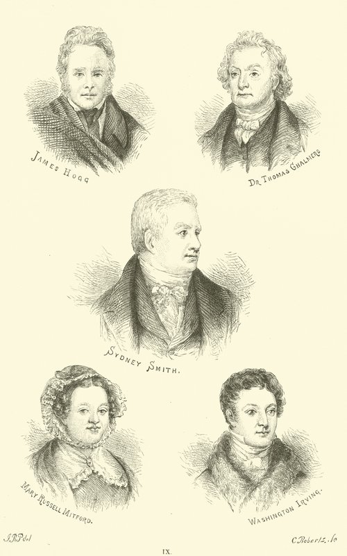 James Hogg, Dr Thomas Chalmers, Sydney Smith, Mary Russell Mitford, Washington Irving od English School