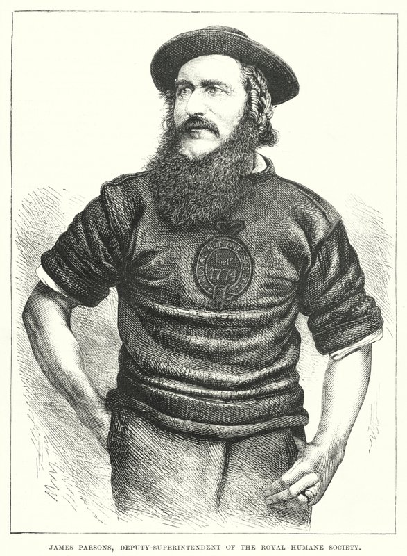 James Parsons, zástupce superintendenta Royal Humane Society (rytina) od English School