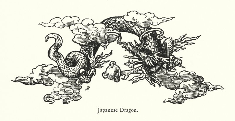 Japonský drak (rytina) od English School