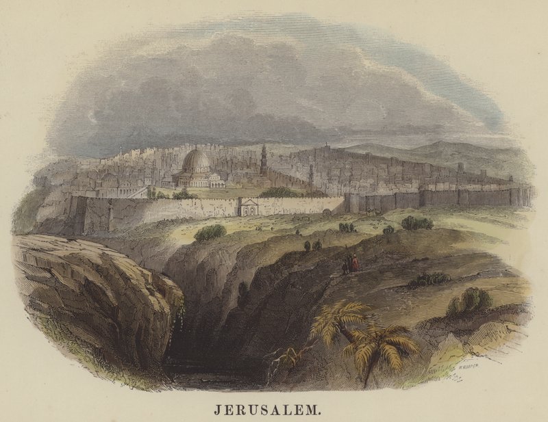 Jerusalem (barevná rytina) od English School