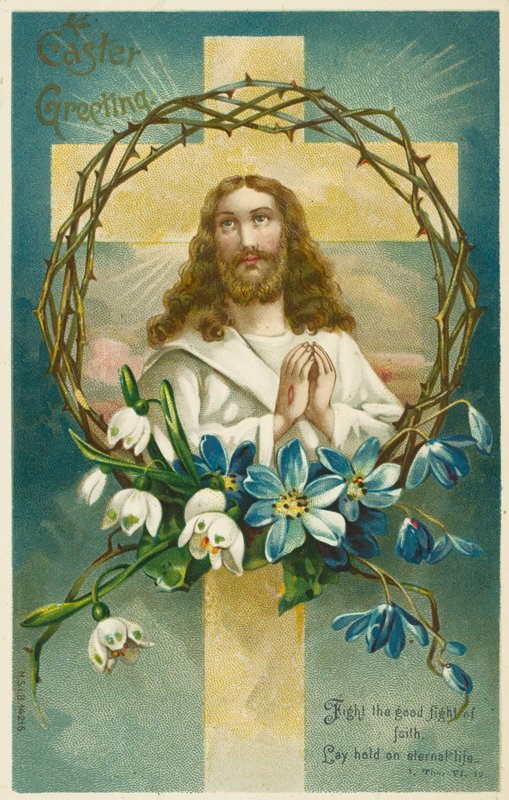 Ježíš Kristus, kříž a trnová koruna (chromolit) od English School