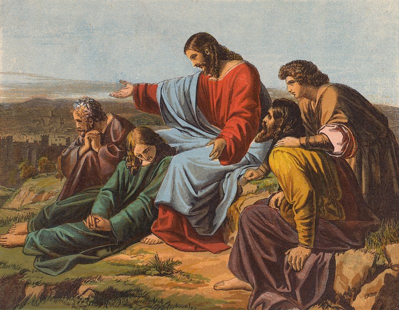 Ježíš Kristus pláče nad Jeruzalémem (barevná litografie) od English School
