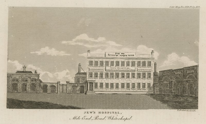 Židovská nemocnice, Mile End Road, Whitechapel od English School