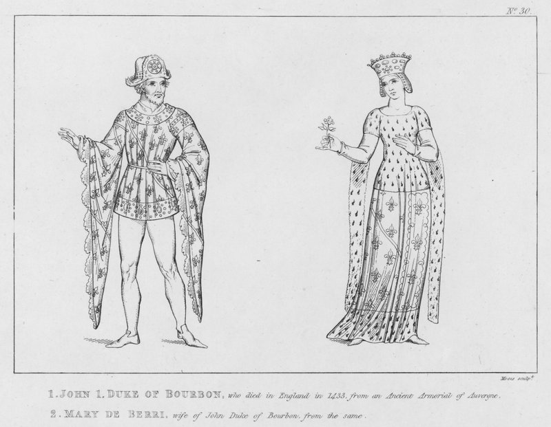 John 1, vévoda z Bourbonu, Mary de Berri (rytina) od English School