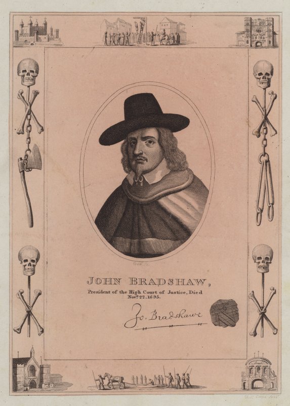 John Bradshaw, předseda Nejvyššího soudního dvora, zemřel 22. listopadu 1695 od English School