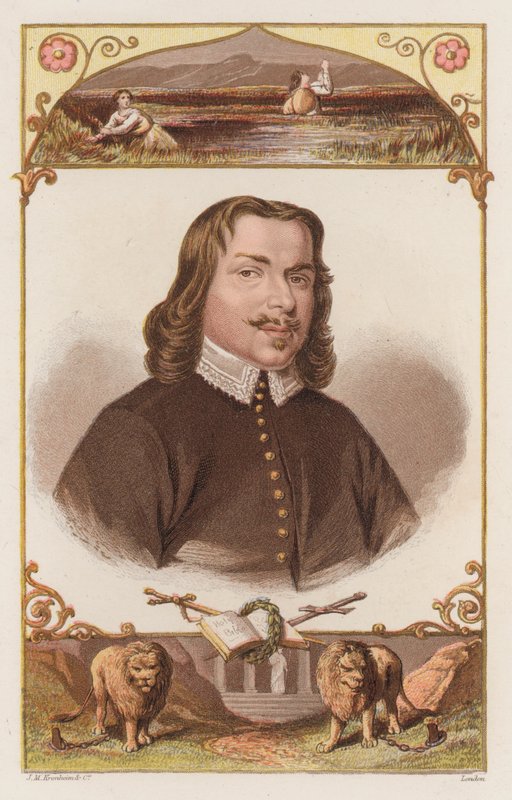 John Bunyan, portrét (barevná rytina) od English School