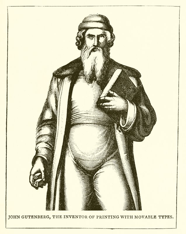 John Gutenberg, vynálezce tisku s pohyblivými typy od English School