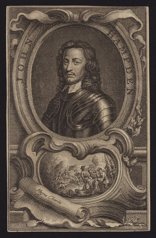 John Hampden, anglický parlamentní politik a voják (rytina) od English School