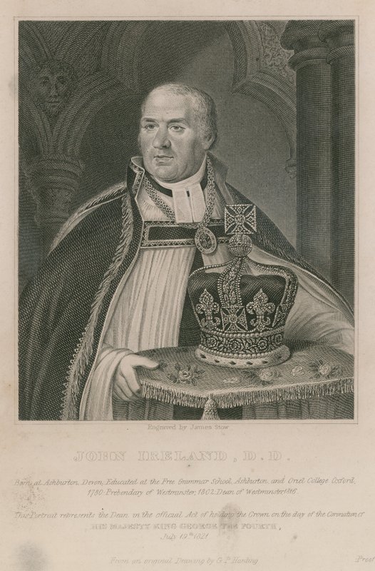 John Ireland, který držel korunu při korunovaci Jeho Veličenstva krále Jiřího IV od English School