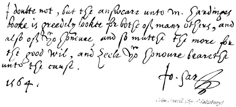 John Jewell, (Bp: ze Salisbury) od English School