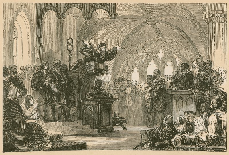John Knox káže v St. Andrews od English School