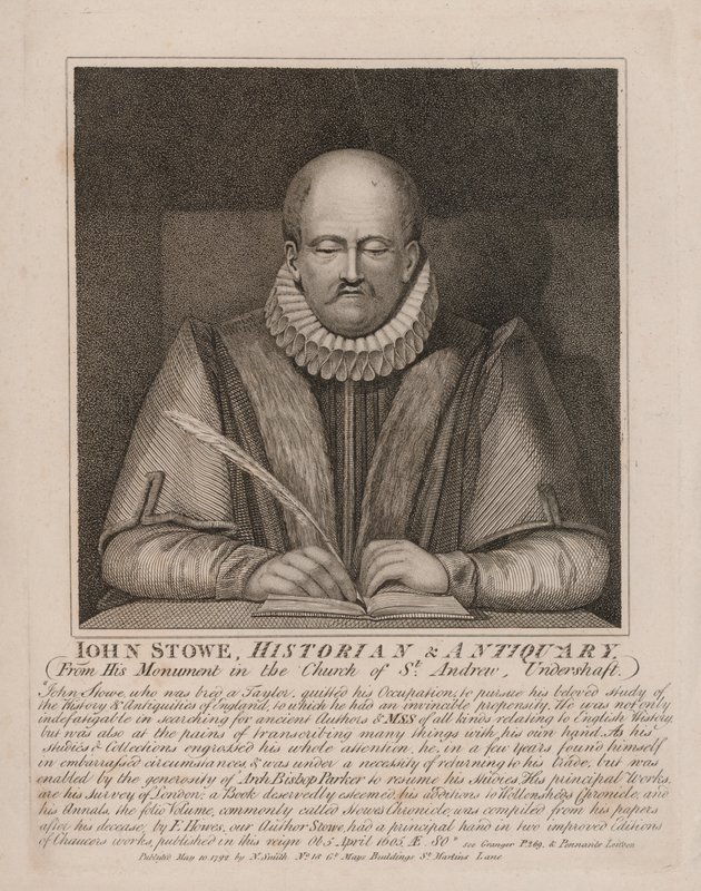 John Stow , anglický historik a starožitník (rytina) od English School