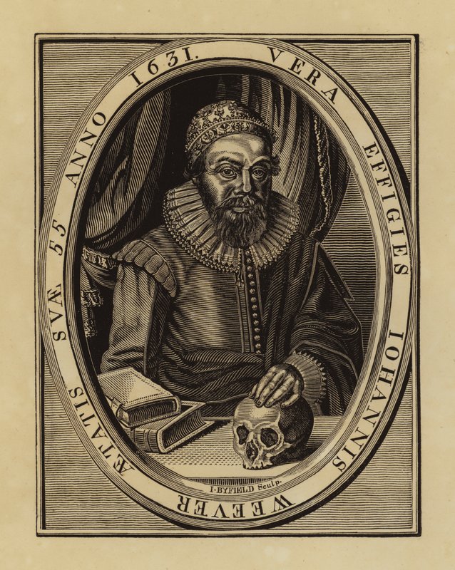 John Weever , anglický básník a starožitník (rytina) od English School