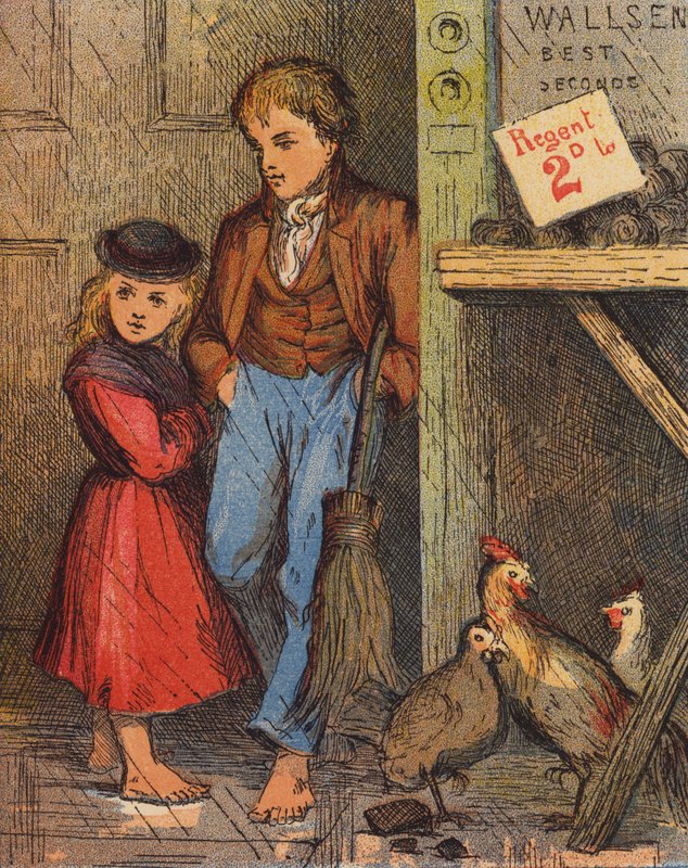 John a Nelly v úkrytu (barevná litografie) od English School