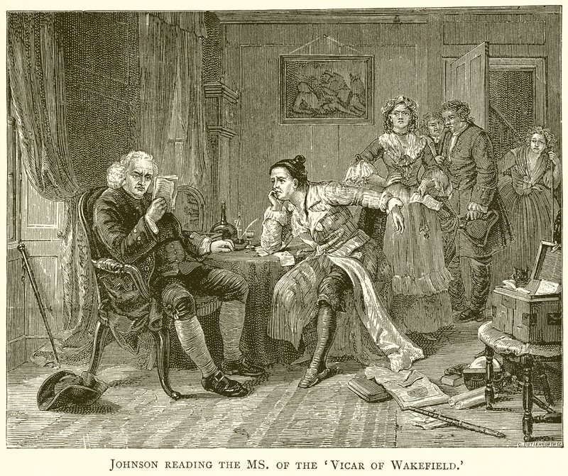 Johnson čte paní vikáře z Wakefieldu od English School