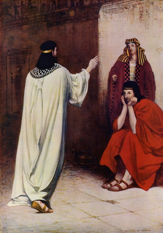 Joseph ve vězení, tlumočení snů (barevné lito) od English School