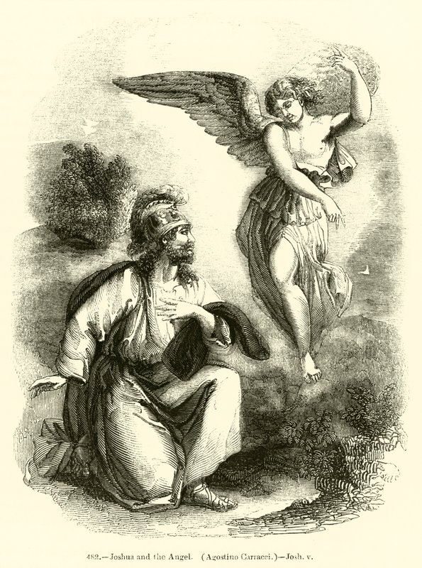 Joshua a anděl, Agostino Carracci, Joshua v (rytina) od English School