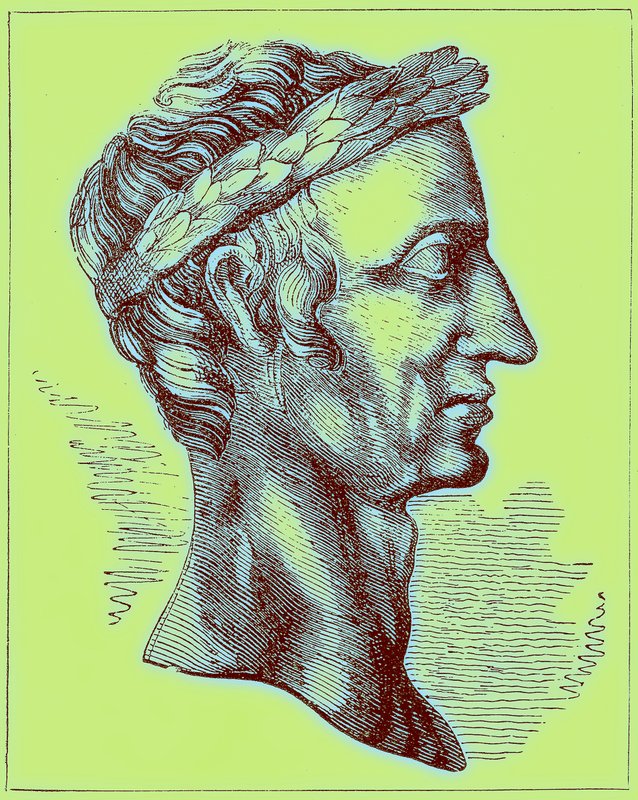 Julius Caesar, ilustrace z knihy The Illustrated History of the World, vydané kolem roku 1880 (digitálně upravený obrázek) od English School
