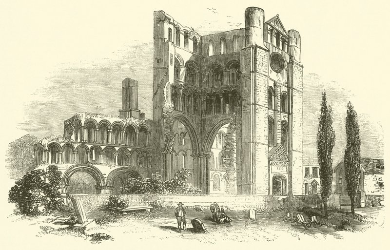 Kelso Abbey (rytina) od English School
