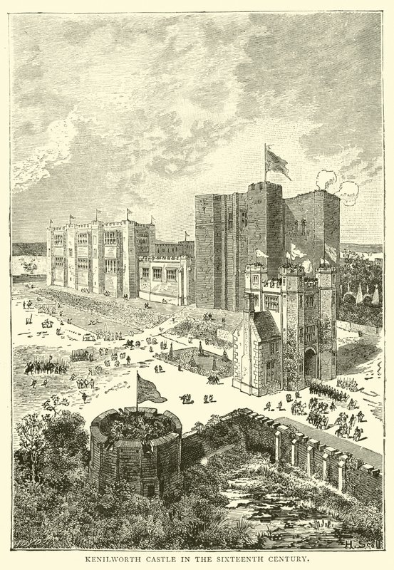 Hrad Kenilworth v šestnáctém století od English School