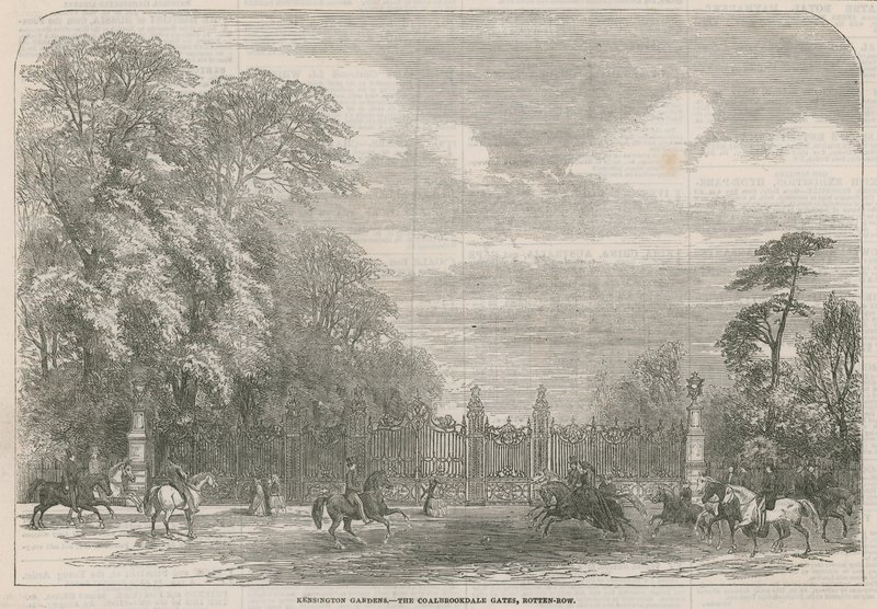 Kensington Gardens, Coalbrookdale Gates, Rotten Row, Londýn od English School