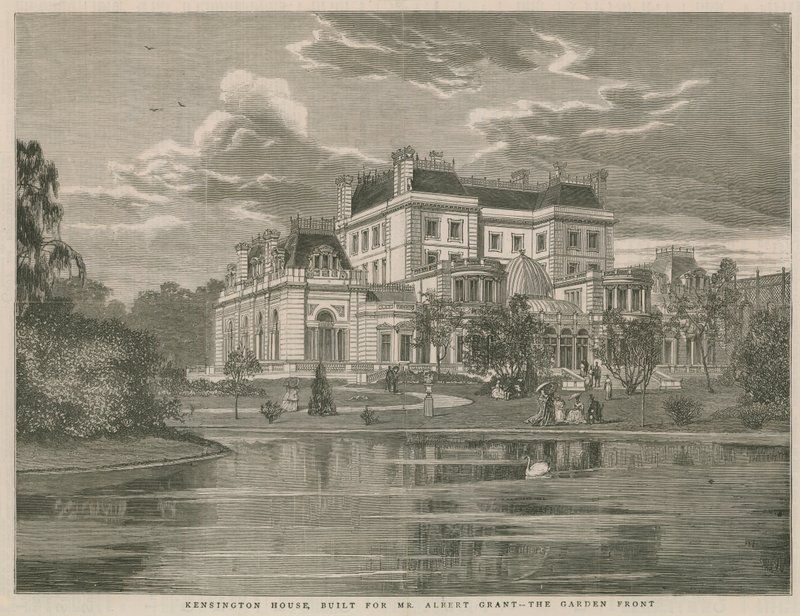 Kensington House, postavený pro pana Alberta Granta, přední zahrada od English School