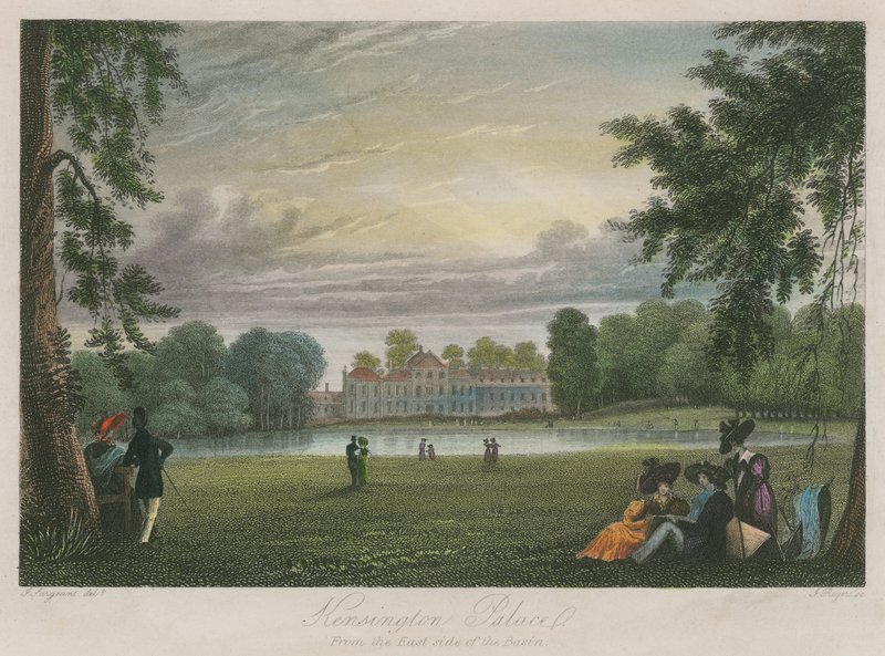 Kensingtonský palác, Londýn, z východní strany pánve od English School
