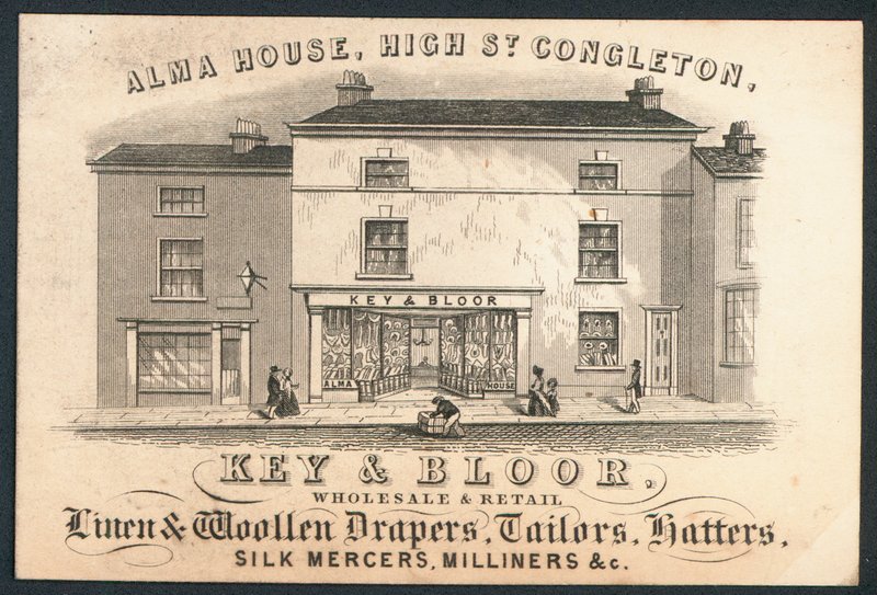 Key and Bloor, velkoobchod a maloobchod lněných a vlněných soukeníků, krejčí, kloboučníci, obchodníci s hedvábím, kadeřníci od English School