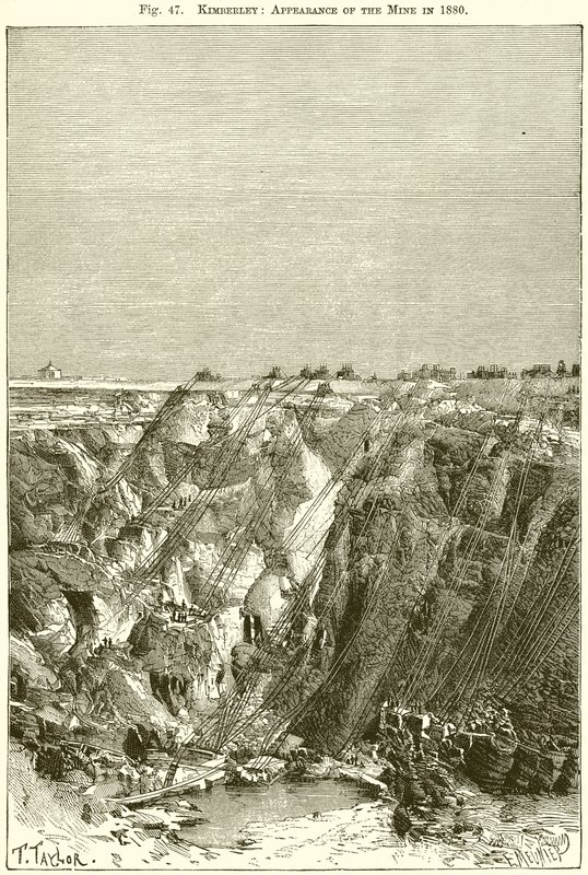 Kimberley: Objevení dolu v roce 1880 od English School