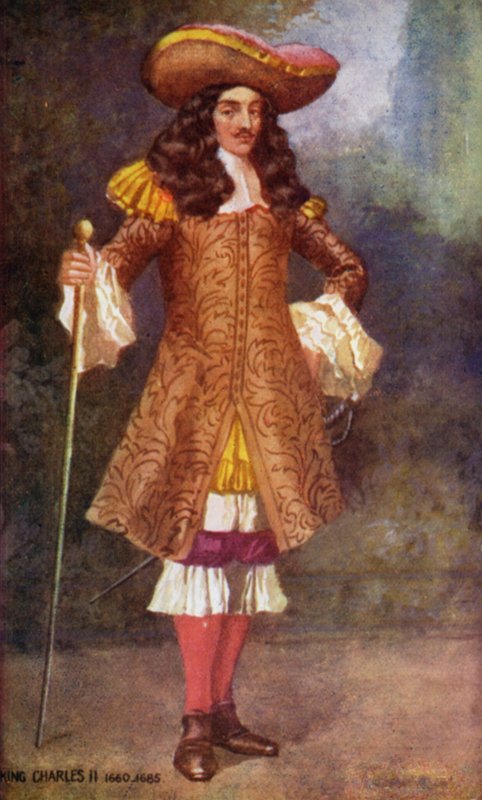 Král Karel II (barevná litografie) od English School